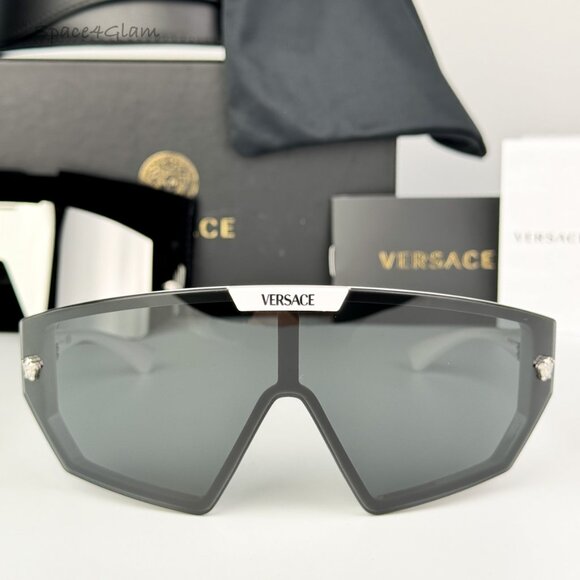 Versace Men Sunglasses White Grey Mirror Silver Detachable VE4461 314/87 NEW - Picture 1 of 9